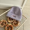Letter Embroidered Wool Knitted Hat Women's Big Head Circumference Shows the Face Small Headgear Autumn and Winter New Warm and Cold Hat