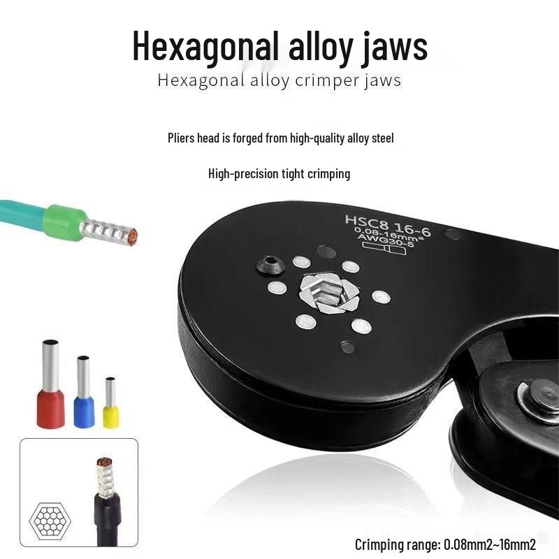 HSC8 Insulated Cold-Press Terminal Crimping Pliers for Tubular and Needle Wire