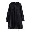 Long Sleeve Plus Size Vintage Black Floral New In Dresses for Women Casual Loose Midi Spring Autumn Dress