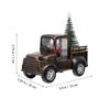 Mini Santa Claus Driving Tractor with Christmas Tree Operated Light Up Tabletop Scene Prop for Holiday Home Office Decor