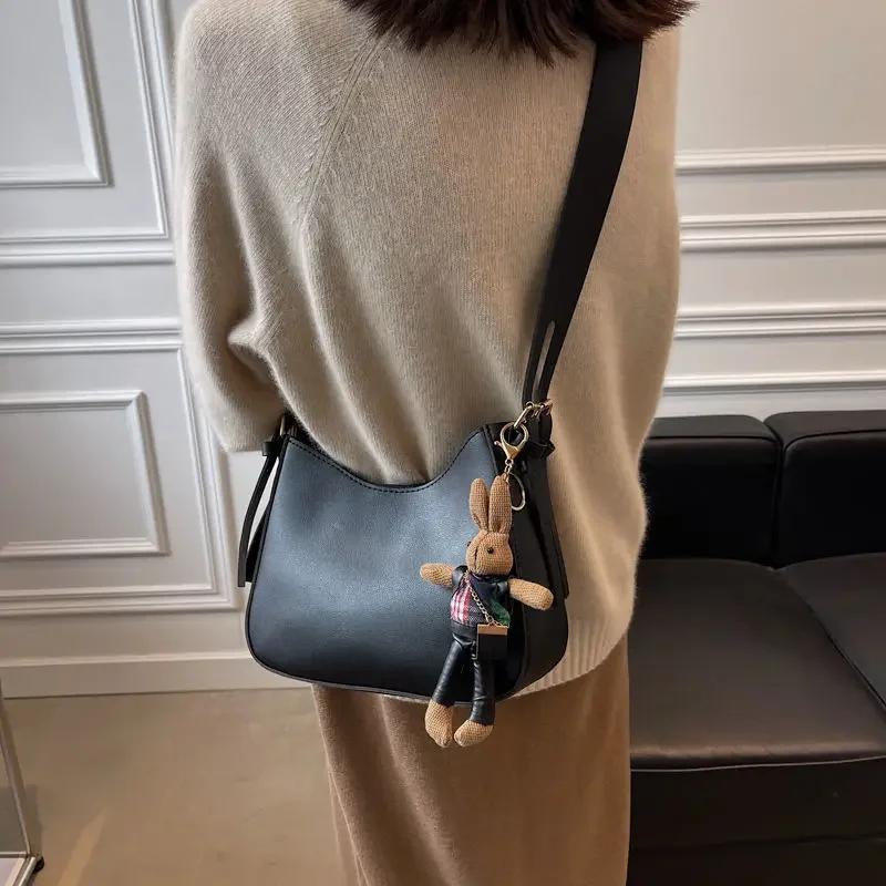 Retro einfarbige Damen-Reisetasche Messenger Bag Plutoniumleder Umhängetasche vielseitige Bucket Bag für Damen