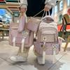 New Student Schoolbags Fashionable and Trendy Color Blocking Backpacks  Multi Piece Set  Large Capacity Primary and Secondary School Schoolbags