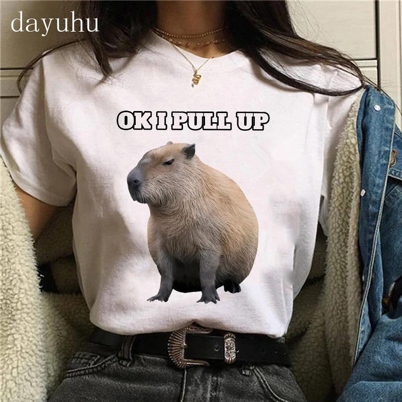 Clothes Girl Capybaras T Shirt Female Casual Top Clothes Funny Capybara Tshirt Women T-Shirt Capibara Cartoons