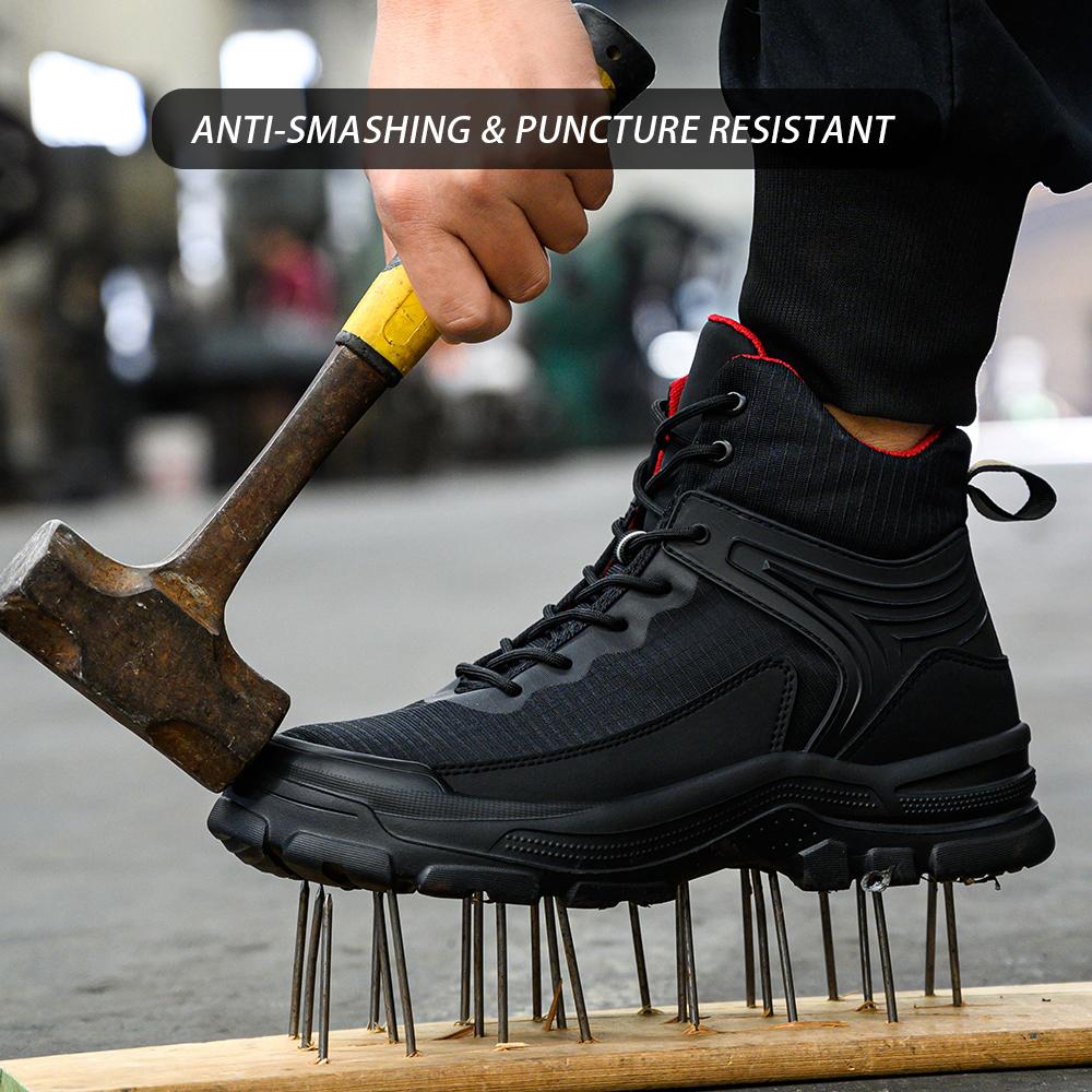 Men's Steel Head Safety Shoes Smash-proof Lightweight Soles Outdoor Construction Workshop Industrial Men's Work Boots