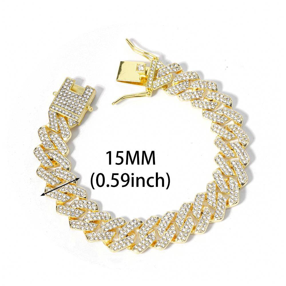 New Miami Iced Out Cuban Link Chain Bracelet For Men&Women Full Rhinestones Charms Hip Hop Jewelry 13mm Crystal Chain Party Gift