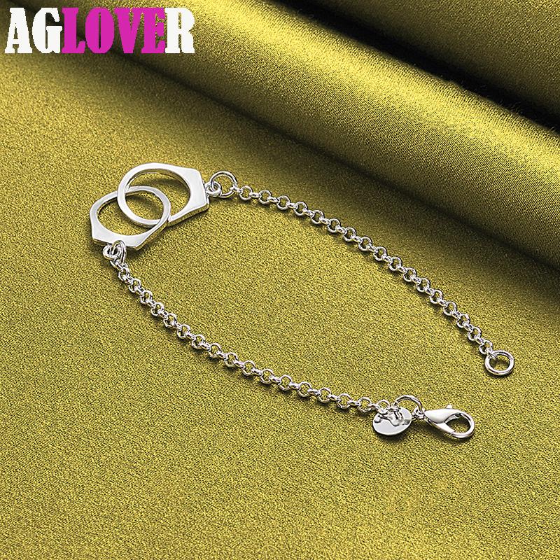 925 Sterling Silver Dubbel Runda Circle Armband Smycken