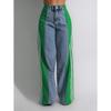 High Waisted Denim Women's Drawstring Elastic Waist, Loose Elastic Denim Straight Leg Pants