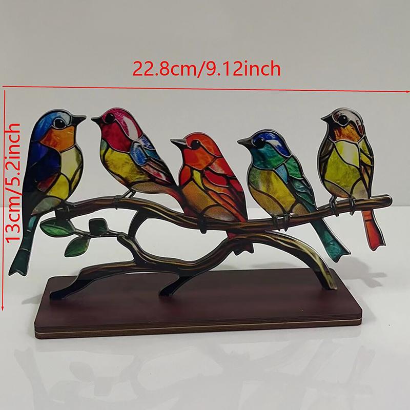 1 Stück Buntglas-Acryl-Vögel auf Ast Desktop-Ornamente Acrylmaterial