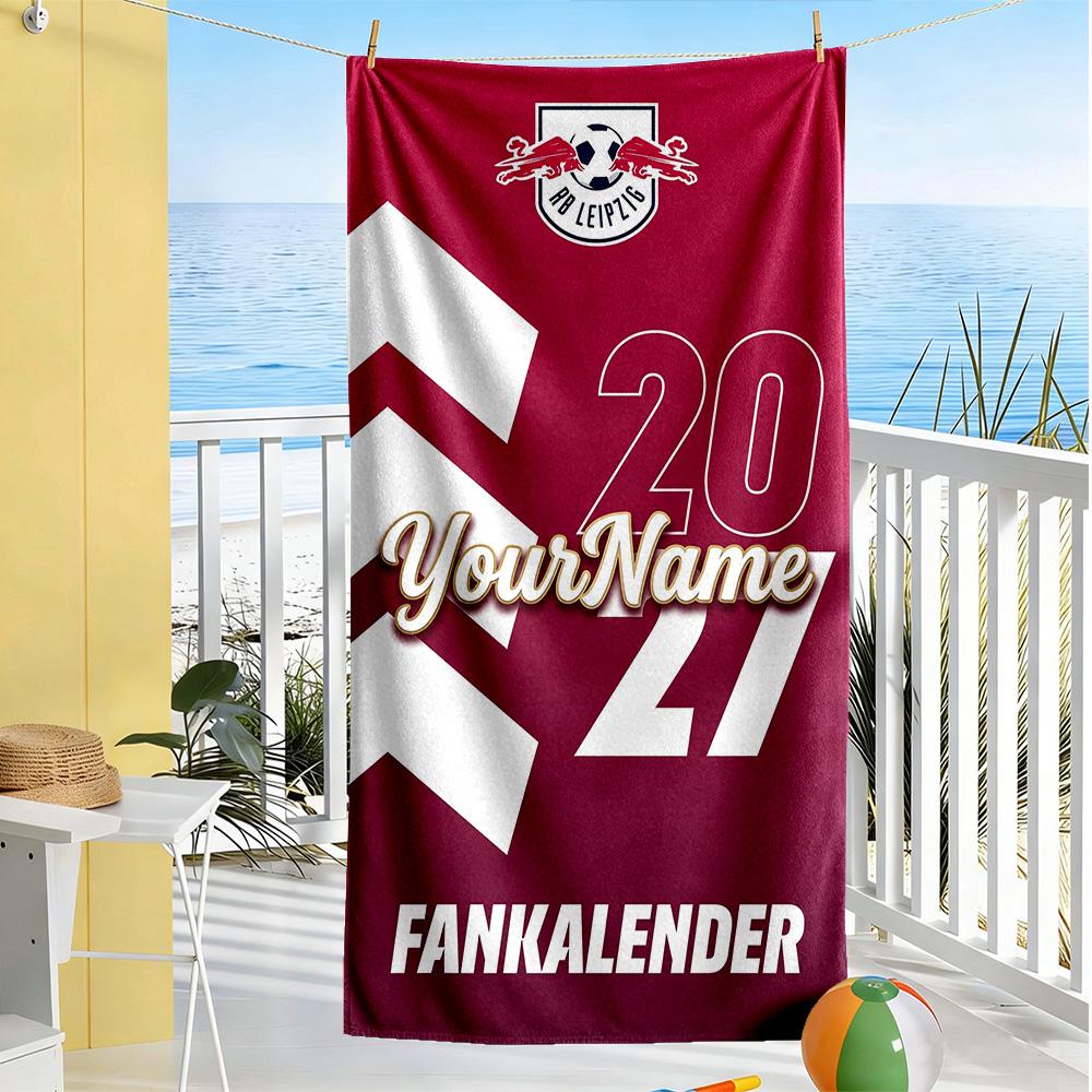 Rb Leipzig Customizable Name Beach Towel Soft Durable Quickdry Suitable For Sports Travel Swimming Yoga Bathroom Beach And Pool