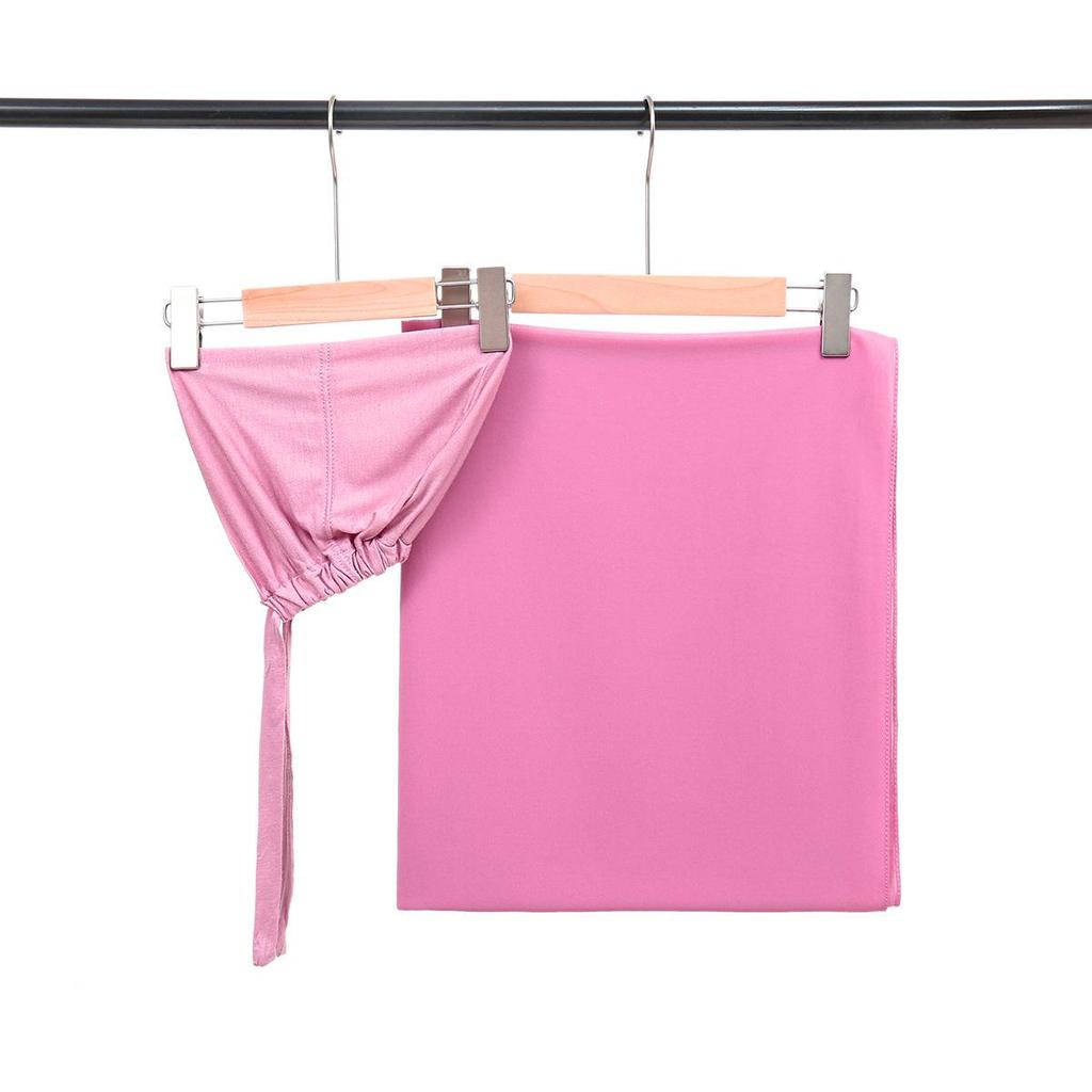 Verstellbare Mütze & Chiffon-Schal Set: Perl-Chiffon-Kopftuch + 2 Sonnenschutz-Baumwollkappen