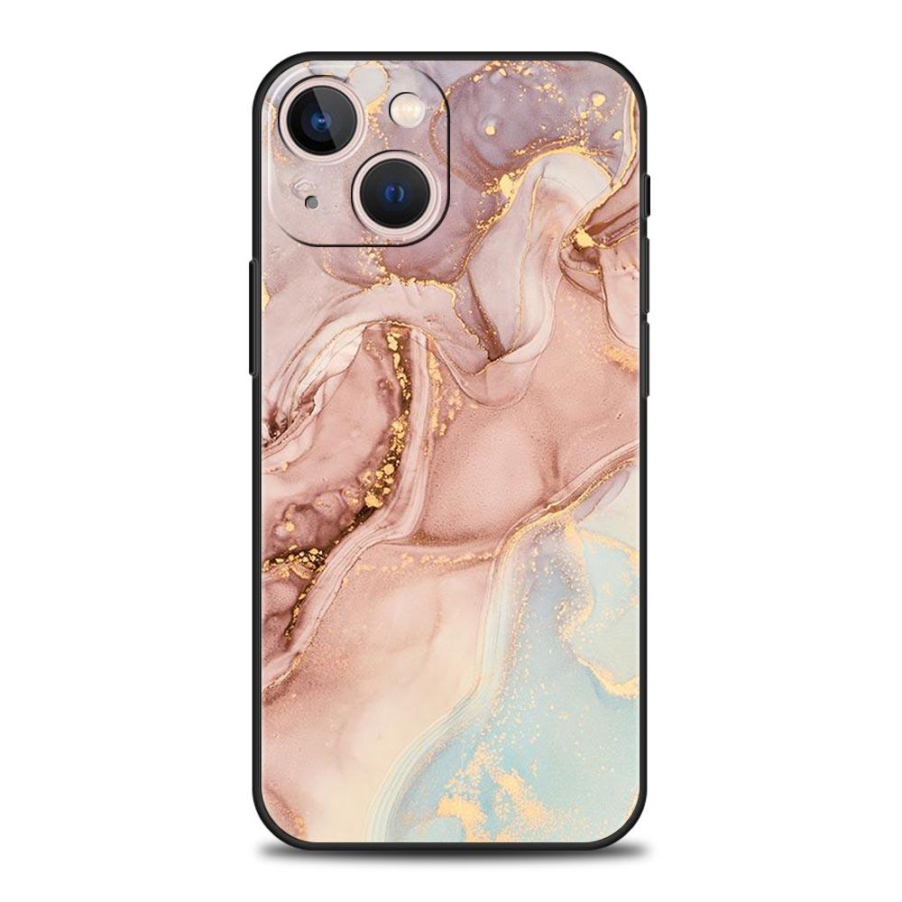 Luxury Phone Case For iPhone 16 15 14 11 Pro Max 13 12 XS X XR 7 8 Plus Shockproof Marble Ink Wash Cover Protect Funda