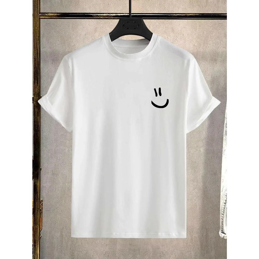 

Футболка с принтом улыбки для мужской повседневной футболки с коротким рукавом и круглым вырезом, модные летние футболки, топы, обычные и оверсайз футболки XXXXXL белый