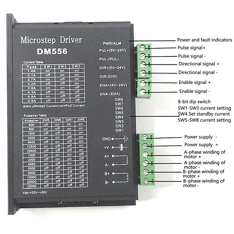 DM542/556/860 DSP Digital Stepper Motor Driver 2 Phase 20-50V DC 1-5.6A For 42 57 86 Stepper Motor Nema17/23 Stepper Motor