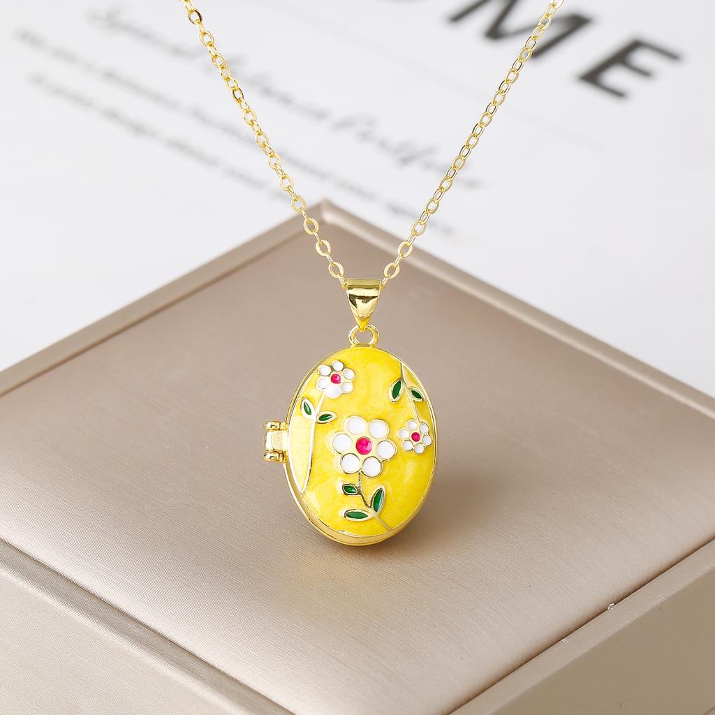 Luxury Enamel Art Handcrafted Rose Flower Pendant Necklace Creative for Women's Girls New Fashion Party Wedding Jewelry Gift