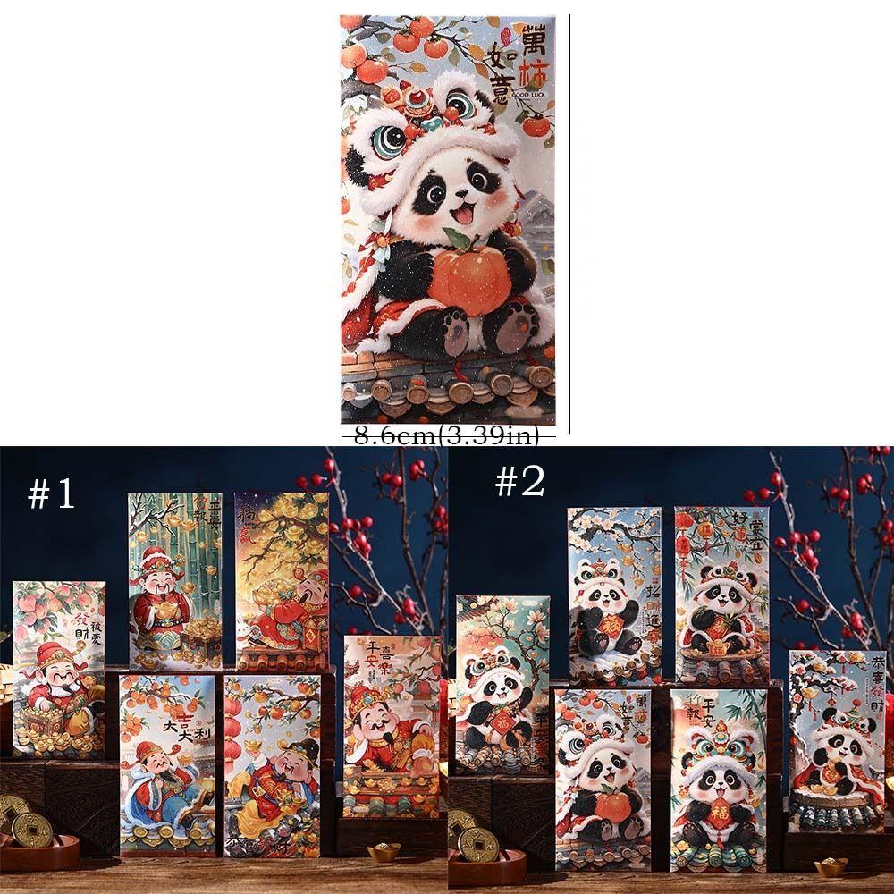 6pcs Chinese Style New Year Red Envelopes Traditional 2025 Snake Year Red Pocket  Kids Gift