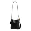Bleecker 21 Draw Buckle Detachable Zipper Bag Cow Leather Bucket Bag Shoulder Bag Small Women's Black