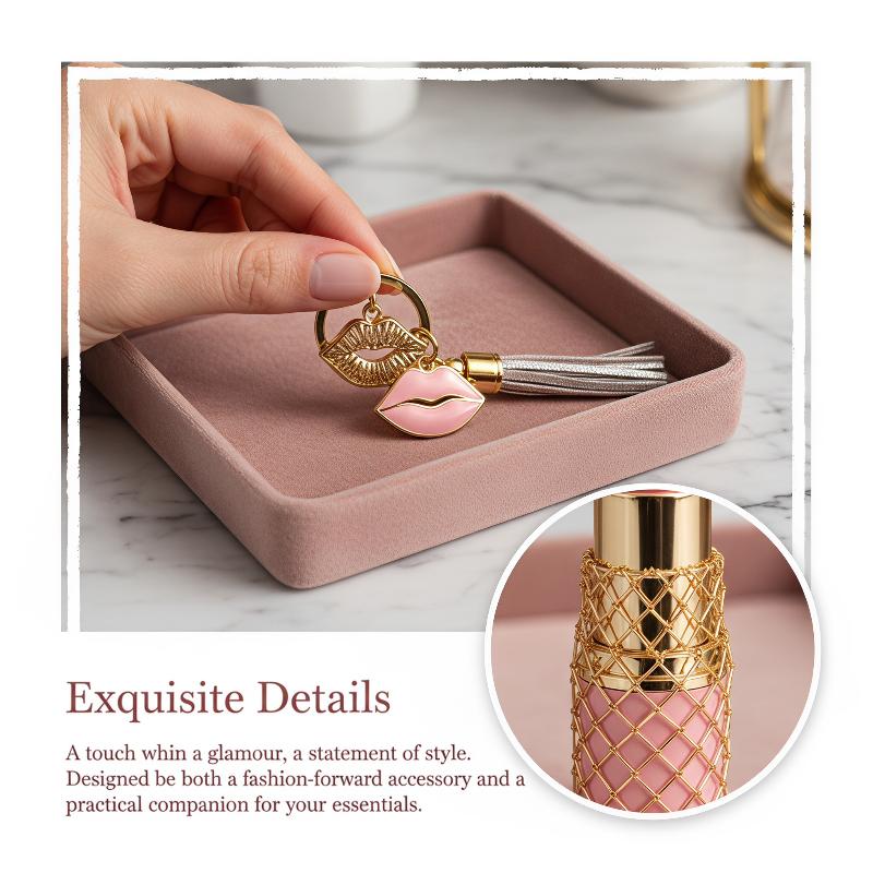 Metal Net Pocket Lipstick Bag Keychain Interchangeable Lip Balm Keychain Charm Bag Accessories