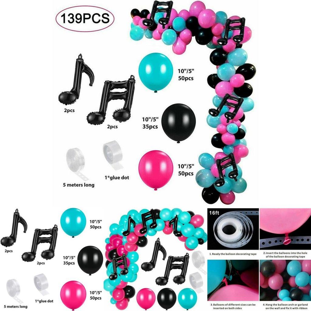 Music Tik Tok Theme Birthday Party Decorations 139pcs Balloon Arch Kit Supplies