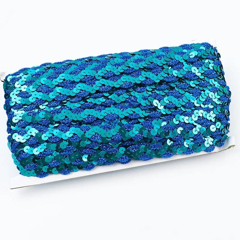 2/5/10M Meetee 15mm Paljettspets Flätat Band Band Kant Sy Kläder Scenklänning Bröllopstejp Dekor Spetsar Tyg Tillbehör