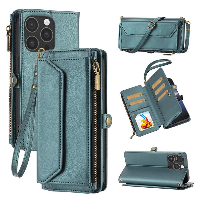 Multifunctional Leather Case Zipper Wallet Card Case Leather Case Flip Samsung iPhone Case