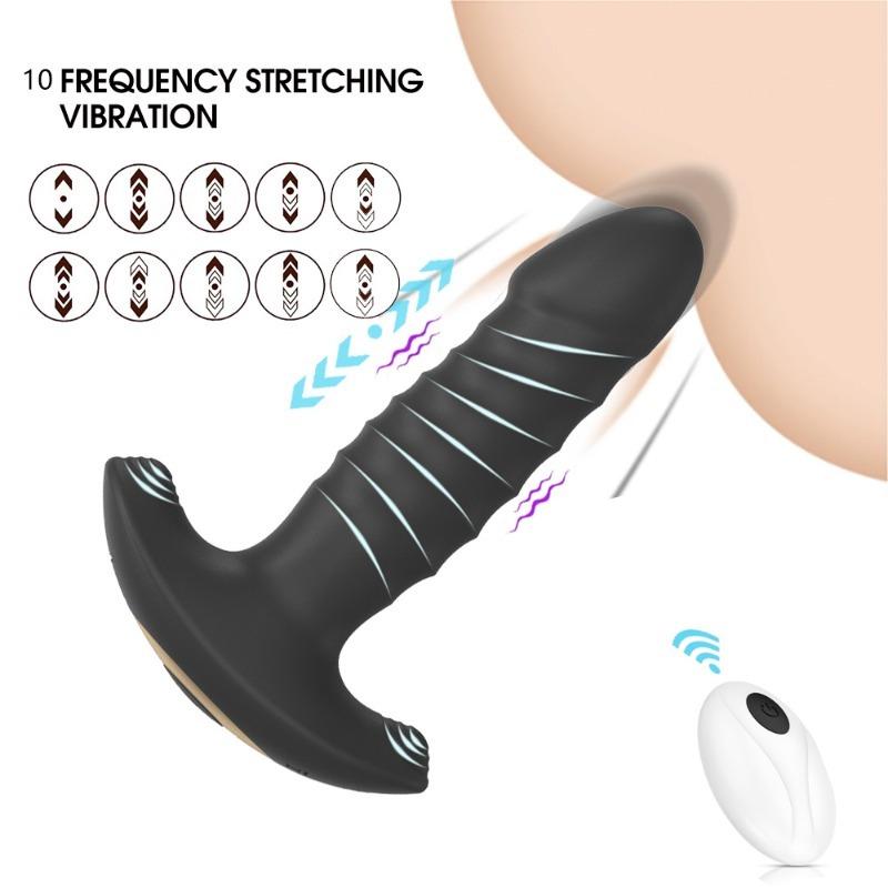 App Wireless Remote Control Telescopic Backyard Anal Plug Prostate Vibration Massage Masturbator,Sex Toys