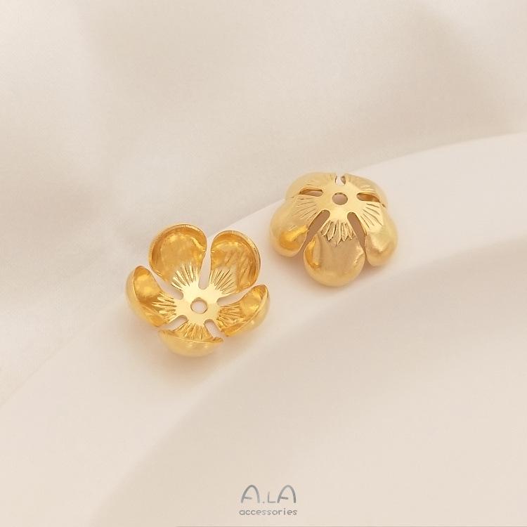14K Light Gold & 18K Real Gold Daisy Bead Cap Jewelry DIY Accessories