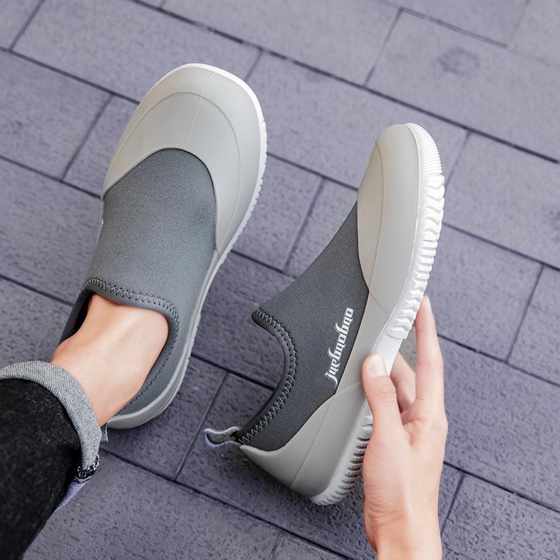 Modische Herren Rutschfeste Regenstiefel Kurz Wasserdichte Regenstiefel Lässige Gummischuhe 44 grau