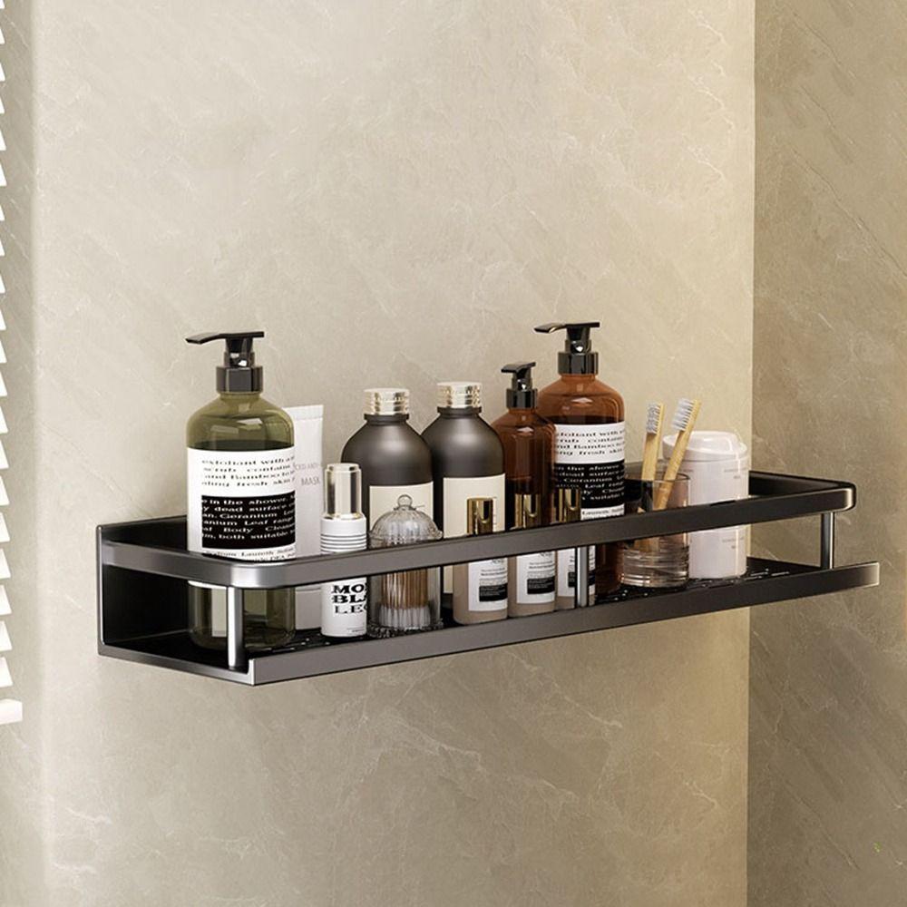 Black Shower Corner Shelves Space Aluminum Toilet Rack Modern Bathroom Shelves for Kitchen