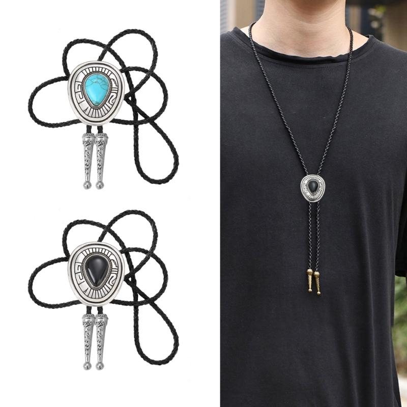 Bolo Tie for Adult Western Cowgirls Metal Necktie Rope Cord Pendants Necklaces Braids Jewelry for Women Teen Girls