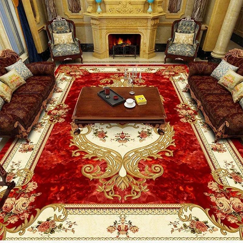 European Style Large Size Household Carpets for Living Room Decorative Rug Carpets for Bed Room Washable Non-slip Floor Mat Blue