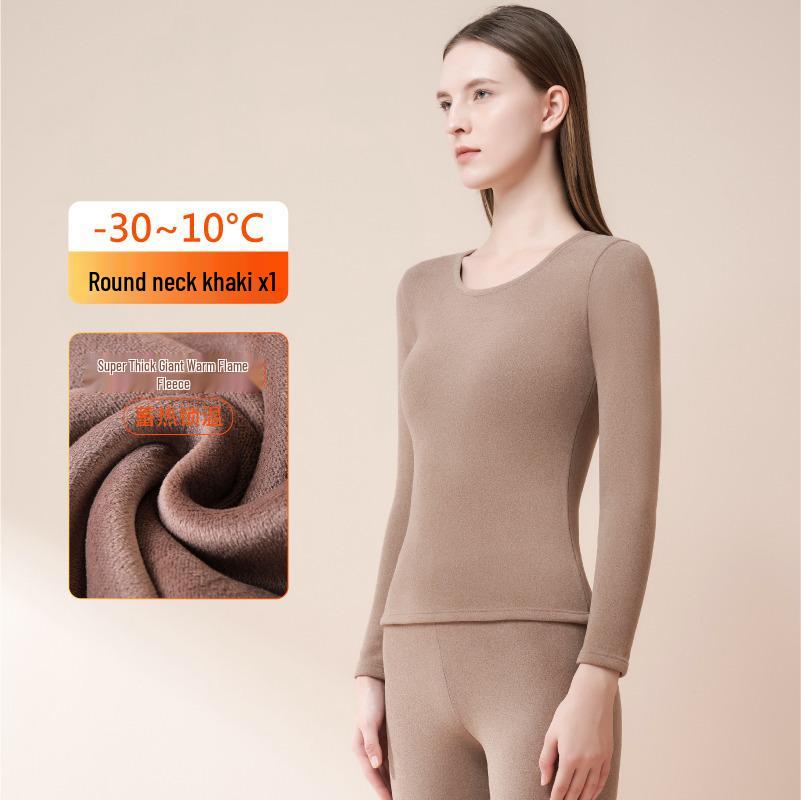 Damen Thermounterhemd mit Fleece-Futter für extreme Kälte, Deutscher Samt, Verdickte Basisschicht für den Winter.