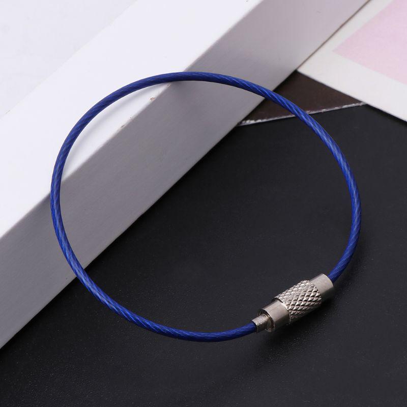 Colorful Stainless Steel Wire Keychain Cable Key Ring Chain Outdoor EDC Luggage Tag Loop Rope
