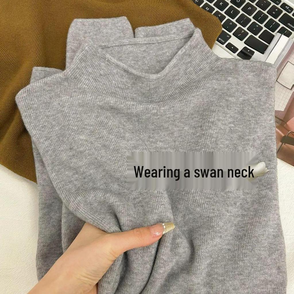 Women's Soft & Fluffy Korean Style Half-High Neck Knit Top - Anti-Pilling Autumn/Winter Layer