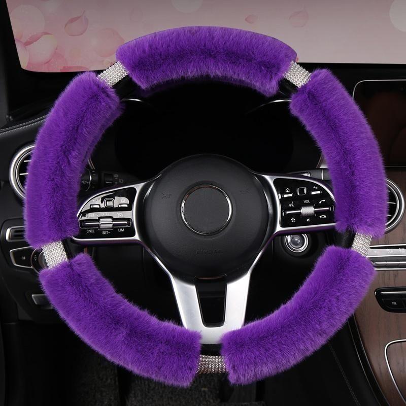 Car Steering Wheel Cover Winter Warm Short Plush Universal Car Handle Cover Trendy Cute Goddess Fashion Style Interior Decoration
