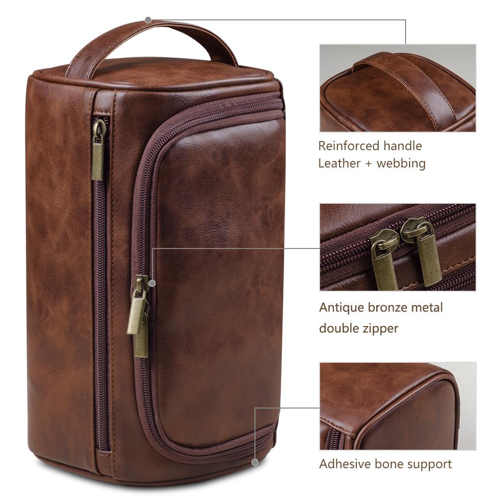 Leather Toiletry Bag for Men Women Kit Mens Hanging Toiletry Bag Travel Toiletry Bag for Traveling Large Cosmetic Bag for