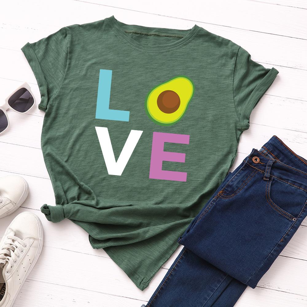 Cotton T-Shirt Short Sleeve Round Neck Women 2d Print Tops