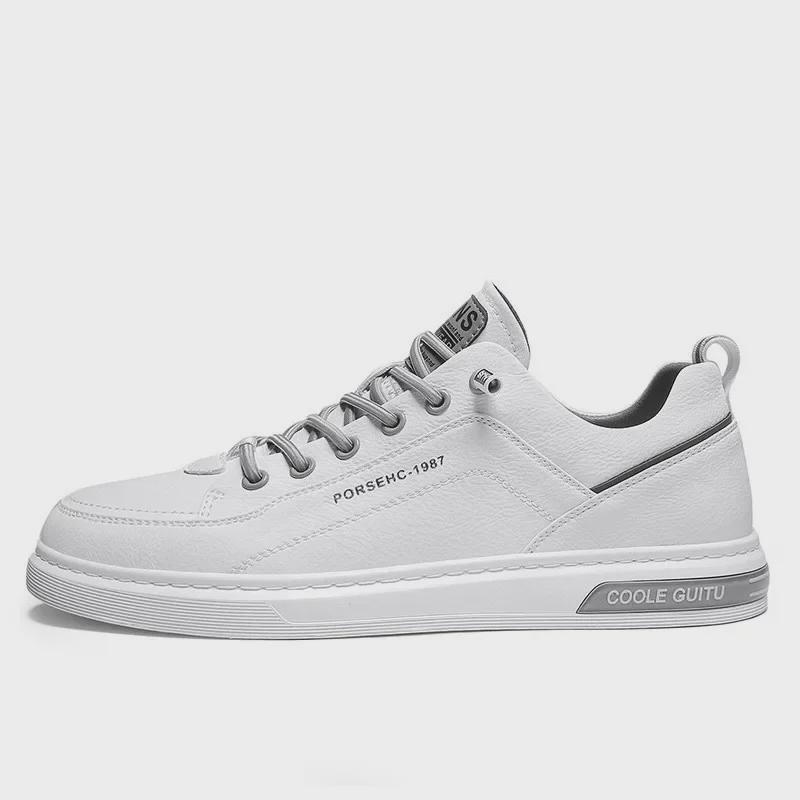 2025 Summer Men's Casual Leather Sneakers - Trendy, Non-Slip, Low-Top Sports Shoes