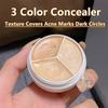3 Color Concealer Palette Creamy Full Coverage Waterproof & Long Lasting Conceal Dark Circles Blemishes Acne Makeup Essentials for Face Contouring