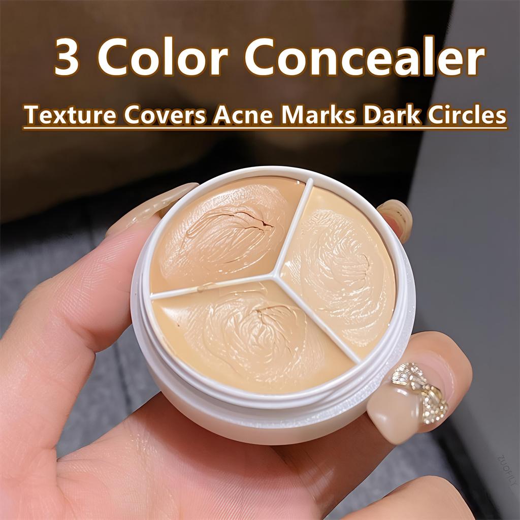 3 Color Concealer Palette Creamy Full Coverage Waterproof & Long Lasting Conceal Dark Circles Blemishes Acne Makeup Essentials for Face Contouring