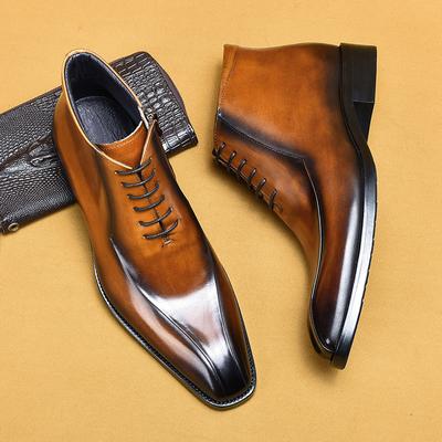 Eksport Skóry Handel Zagraniczny Męskie Buty Skóra Bydlęca Polerowane Biznesowe Eleganckie Wysokie Buty Skórzane Brytyjskie Krótkie