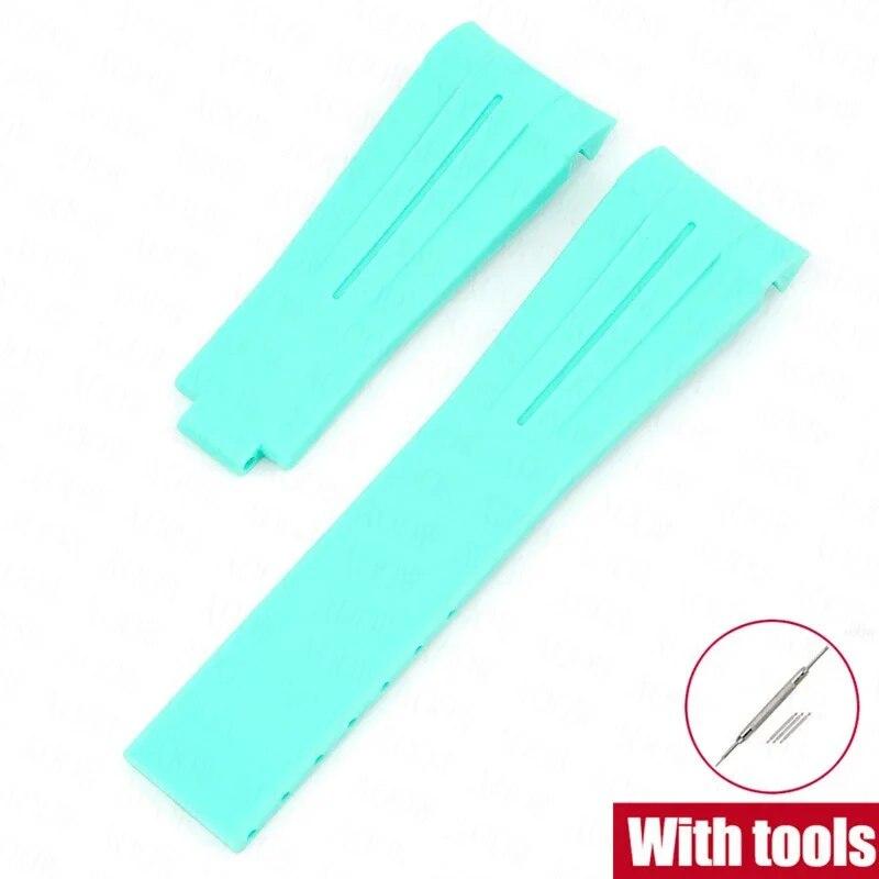 Rubber Watch Band Fit for Omega X Swatch Moonswatch 20mm Stainless Steel Folding Buckle Men Women Curved Replace Strap for Rolex