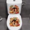 Autumn Squirrel Toilet Paper Sticker - Two Squirrels Perched In Tree Holes, Accompanied By Autumn Fruits and Red Leaves Stickers