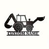 Custom Excavator Metal Sign Personalized Construction Wall Art with Name Industrial Decor for Garage Man Cave