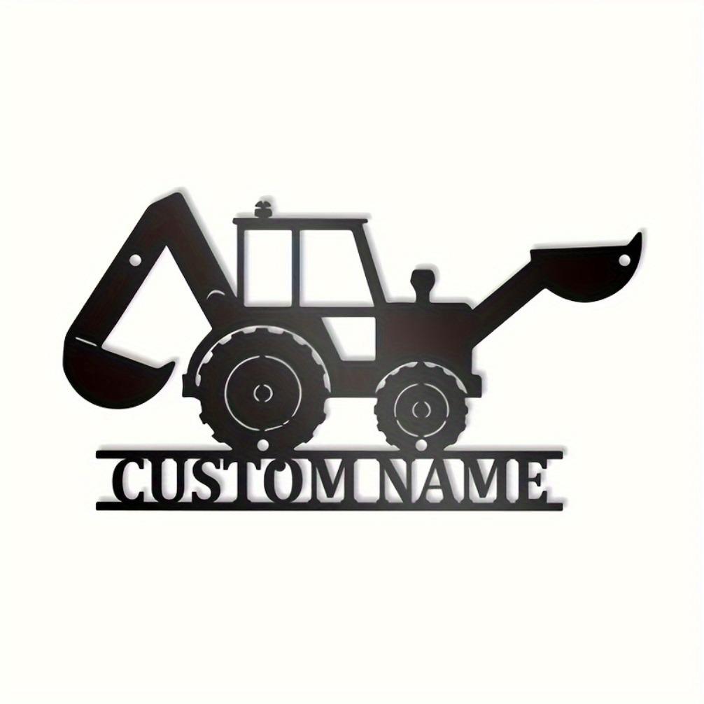 Custom Excavator Metal Sign Personalized Construction Wall Art with Name Industrial Decor for Garage Man Cave