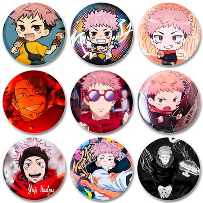 Broche Yuji Itadori feito à mão com 32/44/58 mm para roupas, distintivo de desenho animado para cosplay, mochila, decoração, joia, presente