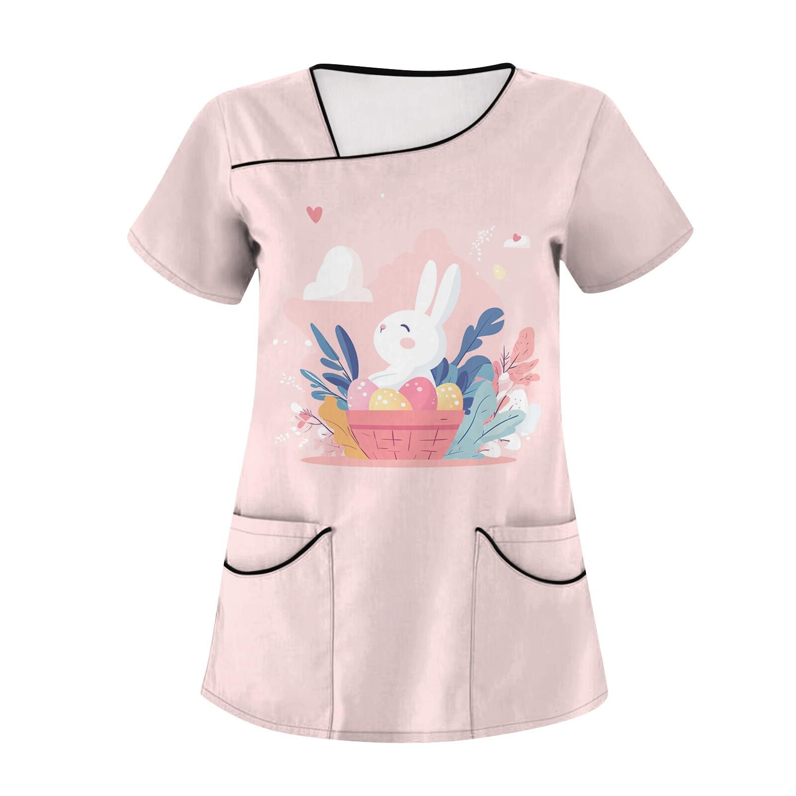 

Женская повседневная рабочая одежда с короткими рукавами и наклонным воротником с принтом и двойными карманами XXXL