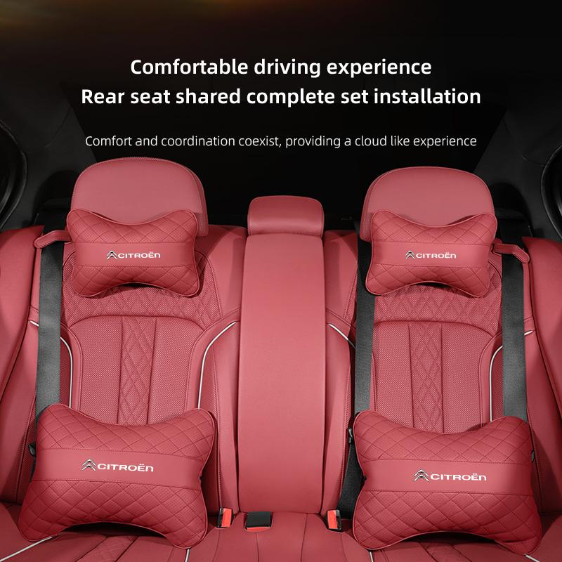 Car Headrest and Lumbar Support Set Comfort Neck Pillow Keychain For Citroen C4 C3 C5 C5X e-C4 X e-C3 C-Elysee Berlingo C1 C6 C2 YX3