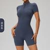 JYL Yoga Shorts Trousers Suit Summer Short Sleeve Jump Zipper Dance Fitness Outfit