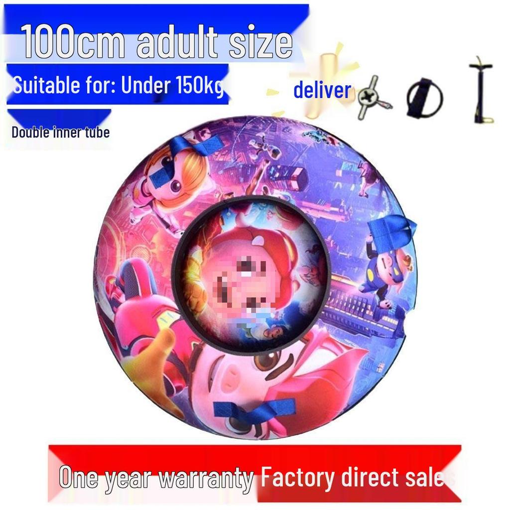 Durable Inflatable Snow Tube with Anti-Collision Features - Seven-Color for Adults and Kids