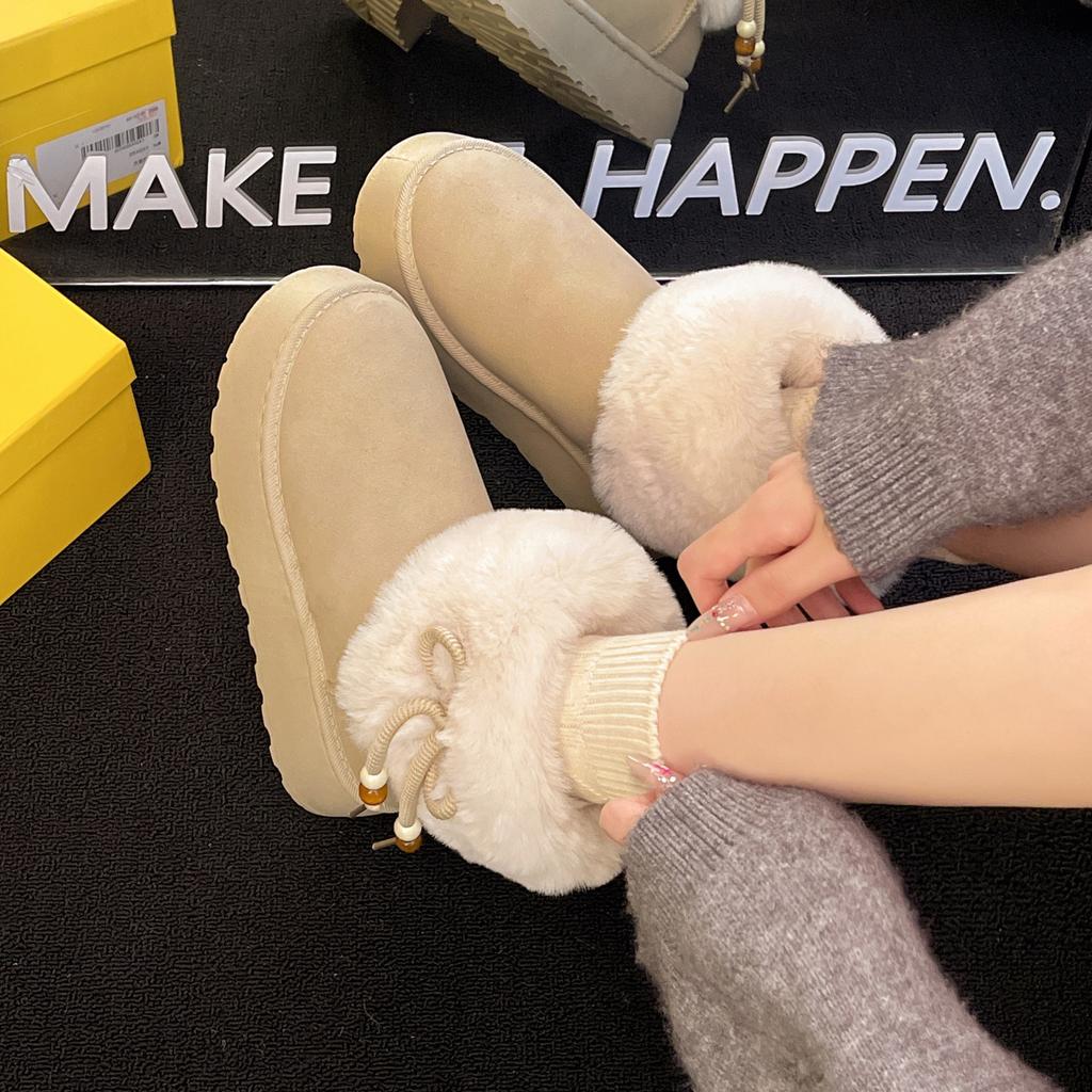 Winter new snow shoes large size flat short boots cotton shoes women's shoes piled thickened warm women's boots